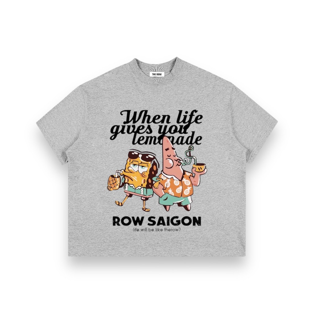 Áo Thun Big Boxy Local Brand THEROW Tay Ngắn Cotton "Patrick & Spongebob " Hoạt Hình Bọt Biển Unisex Nam Nữ Hot Trend | BigBuy360 - bigbuy360.vn