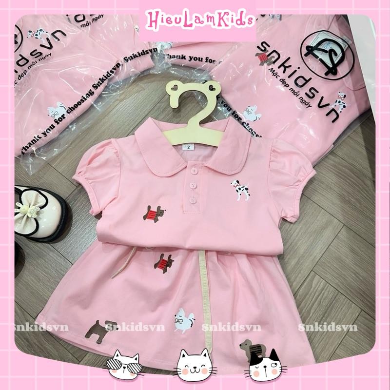 SN8 - Set bộ bé gái, Set áo cổ sen kèm chân váy hồng cho bé gái