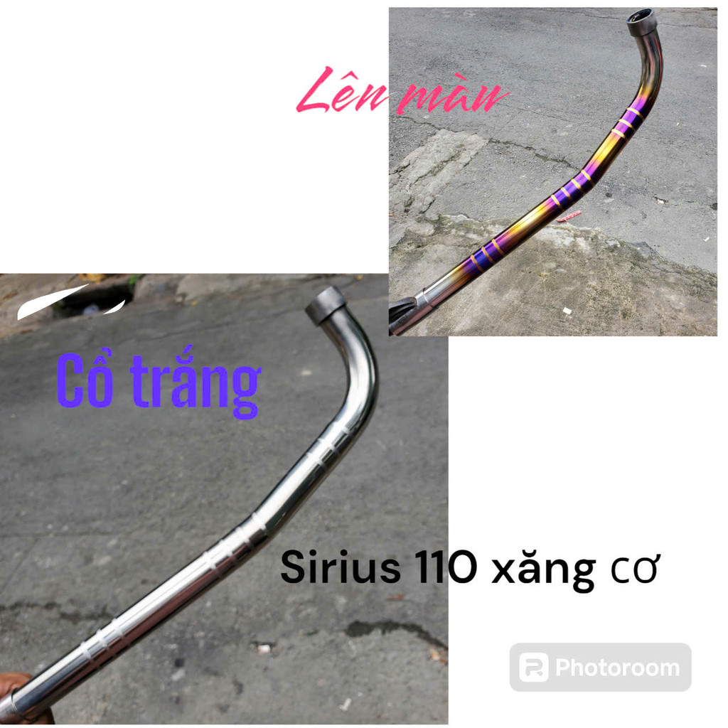 Cổ pô titan Sirius kiểu form Zin, form Thòng kèm khâu nối CNC (MS08)