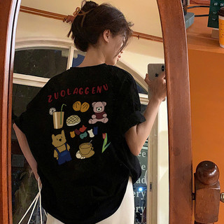 HIIXIIVI 100% Cotton Tay Ngắn Oversize Unisex Áo Thun Plus Size Người Phụ Nữ Tee Baggy Hoạt Hình Áo