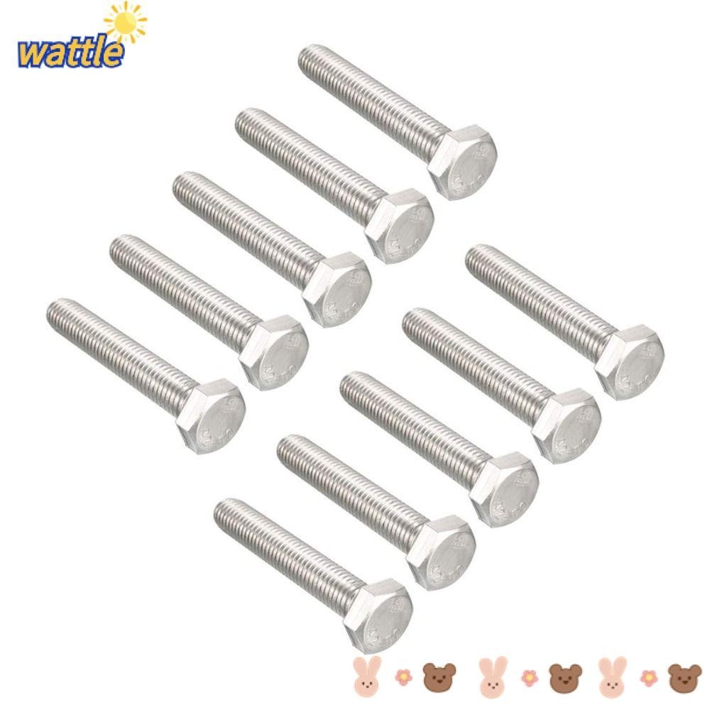 Wattle 10 Bu Lông Lục Giác, Bu Lông Vít Lục Giác Inox 304 M10, Không Dễ Rỉ Bạc M10x60mm Lục Giác