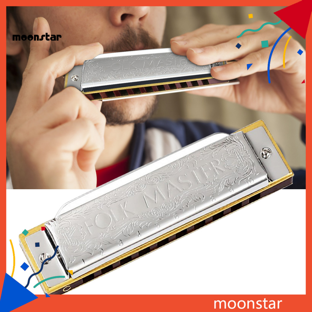 Moo cho SUZUKI Người mới bắt đầu Harmonica Key of C Mellow Tone Mini Di động Chỉnh chính xác Ngoại hình thanh lịch Nhạc cụ 10 lỗ 20 tông màu Blues Harmonica Mouth Organ cho trẻ em