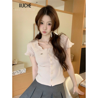 RUICHE áo phông áo thun nữ croptop baby tee Minimalist Đơn giản Thời trang Casual WCS2440SJT 16Z240417