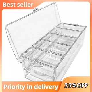 Khay đựng trái cây và rau củ có nắp, Hộp đựng thành phần nhựa, Hộp thành phần, 5 ngăn, Hộp đựng bên