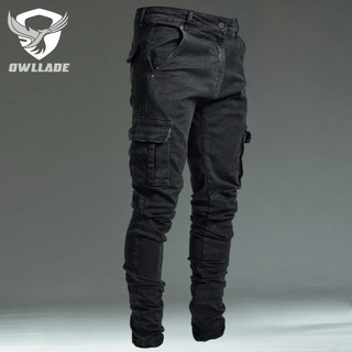 Owllade Skinny Slim Fit Denim Quần Jeans Hàng Hóa Cho Nam L0066 Màu Đen