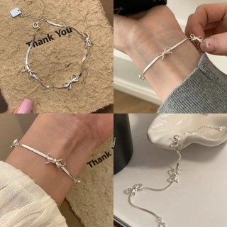 Mới Bán Chạy Bạc Nơ Rắn Xương Dây Xích Vòng Tay Bé Gái Niche Thiết Kế Ánh Sáng Sang Trọng Phong Cách Ba Lê Vòng Tay Phụ Kiện