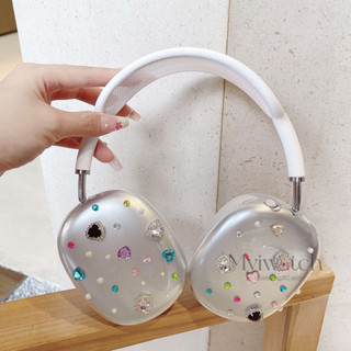Vỏ bướm màu xanh kim cương giả trong suốt cho Apple AirPods max Vỏ bảo vệ Mũ bịt tai TPU mềm dễ thương Vỏ bảo vệ AirPods max ladylike