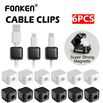 Fonken 6 Gói Kẹp Cáp Từ Tính Cáp Mịn Có Thể Điều Chỉnh Giá Đỡ Dây Dính Giữ Người Tổ Chức Dây Sắp Xếp Cho Văn Phòng Tại Nhà