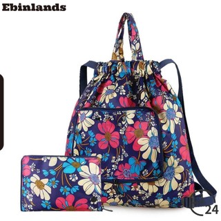 Túi dây rút EBINLANDS, Ba lô dây rút chống nước gấp, Túi lưu trữ túi in Nylon đơn giản Du lịch