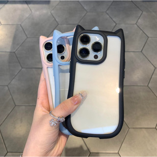 Ốp điện thoại tai mèo trong suốt Acrylic sang trọng cho iPhone15 14 13 12 Pro MAX Ốp lưng iPhone11 dễ thương