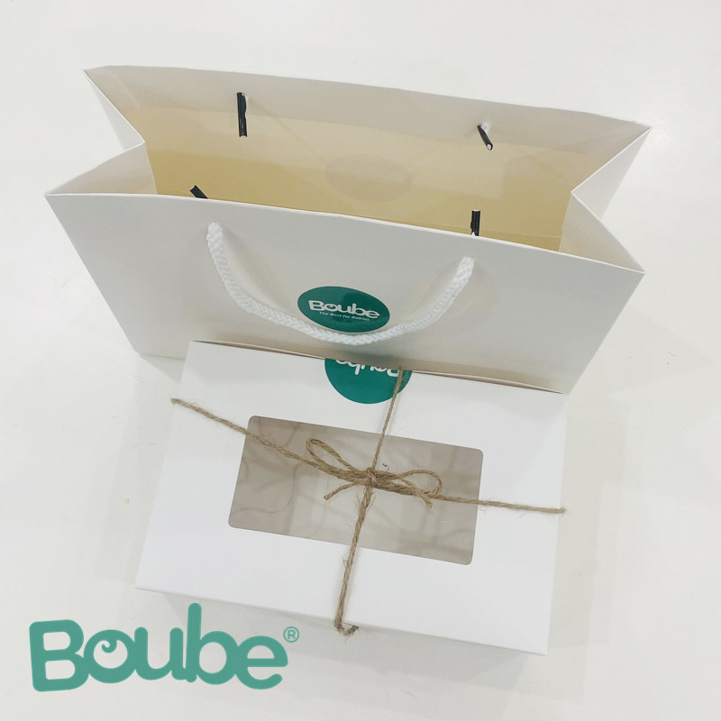 Hộp quà tặng, túi giấy đựng quần áo Boube khi tặng quà cho các bé, thích hợp cho 2 bộ quần áo, phụ kiện