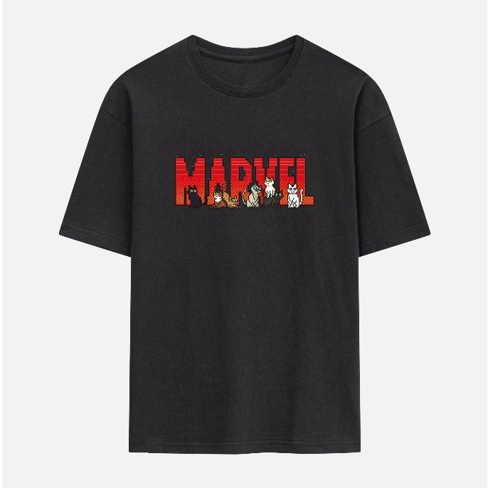 【COD】 Áo Thun BOO Unisex Dáng Regular Cotton In Logo Marvel Moew