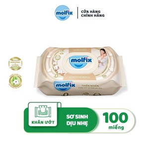 Khăn ướt Molfix, khăn ướt sơ sinh, khăn ướt thiên nhiên vệ sinh kháng khuẩn, bịch đại 100 tờ....