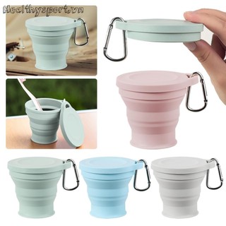 Cốc gấp 180ml có nắp Silicone Mini có thể thu vào để đi bộ đường dài ngoài trời