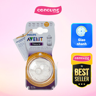 Vỉ 2 núm ty silicone Philips Avent mô phỏng tự nhiên 6M+