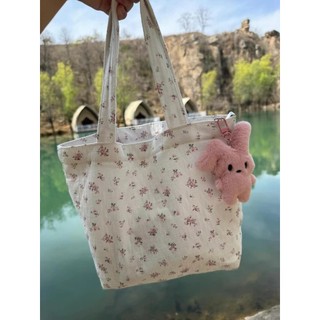 BOTEERDAISHU  Túi vải canvas dung tích lớn đa năng mới và tươi mát với một vai tote túi vải hoa Hàn Quốc dễ thương
