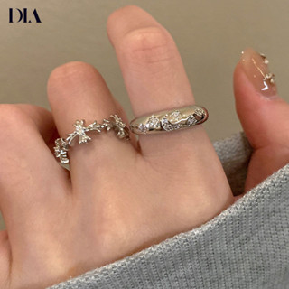 Bạc Zircon Nhẫn Chữ Thập Nữ Niche Thiết Kế ins Ánh Sáng Sang Trọng Chỉ Số Nhẫn Nhẫn Cặp Đôi Độc Đáo