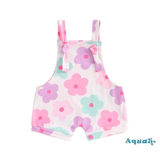 Aqua-baby Bé Gái Quần Áo Liền Quần In Hoa Dễ Thương Cổ Vuông Không Tay Áo Liền Quần Mùa Hè Cho Bé Sơ Sinh