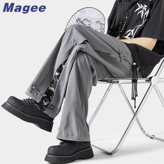 Magee Mới Nam Hàn Quốc Retro Thường Ngày Sang Trọng Mới Trung Quốc Nút Bên Thiết Kế Rời Hip Hop Thanh Niên Cặp Đôi Thời Trang Chân Thẳng Quần