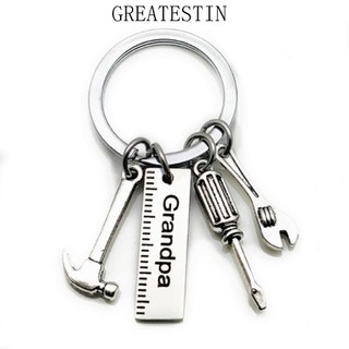 Móc khóa tuốc nơ vít GREATESKSS, cờ lê bằng thép không gỉ Búa cờ lê tuốc nơ vít, móc khóa ngày của cha bằng thép không gỉ màu bạc