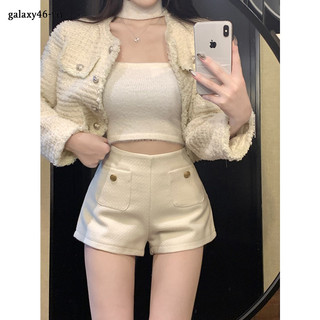 Xieyu Quần legging ngắn Tweed lưng Thời trang thu đông