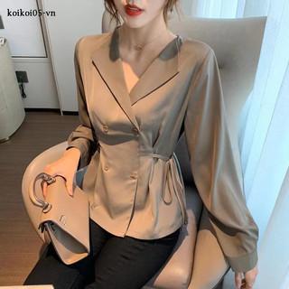 Anbaiqing Hàn Quốc Baju Wanita Lengan Panjang Áo Sơ Mi Nam Dài Tay Phong Cách Mới