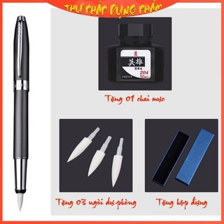 Bộ bút bơm mực viết thư pháp ngòi mềm, bút lông bơm mực viết thư pháp chính hãng hero 1080