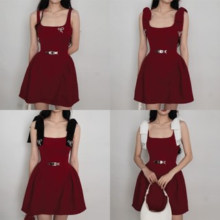 CLARA DRESS – Confi | Đầm xoè hở vai nữ, đính nơ thắt eo tôn dáng, phù hợp dự tiệc