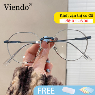 Gọng kính cận có đo lục giác nữ nam Viendo kim loại kính mát thời trang mắt kính chống ánh sáng xanh tia uv đổi màu khi ra nắng -0.5/-1.0/-1.5/-2.0/-2.5/-3.0/-3.5/-4.0/-4.5/-5.0/-5.5/-6.0