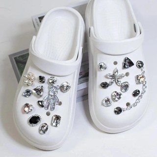 Charm sticker gắn dép Pha Lê Mũi Khoan Giày Quyến Rũ Nút Trang Sức jibbits DIY Hoa Cá Nhân Tắc Giày Trang Trí Phụ Kiện Mùa Hè