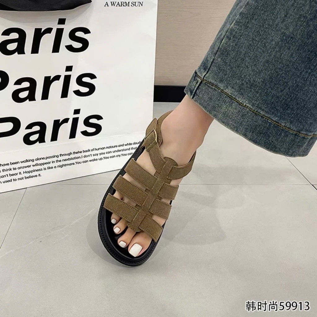 Sandal nữ đế 3 phân hàng Quảng Châu 3 quai da lộn (Mã