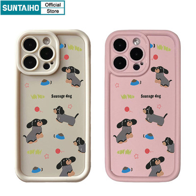 Suntaiho Vỏ Dễ Thương Ngộ nghĩnh Dachshund Họa Tiết Điện Thoại Cho Iphone 16 15 14 13 12 11 Pro Max IP 7 8 Plus Iphon X Xs XR Xs Max Silicon Mềm Cao Cấp Chống Sốc Ốp Lưng
