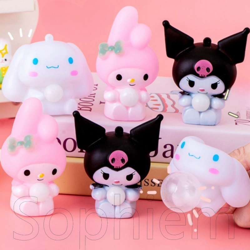Đồ Chơi Kuromi Bóp Thổi Bong Bóng - Đồ chơi squishy bóp tay giảm căng thẳng My Melody Cinnamoroll