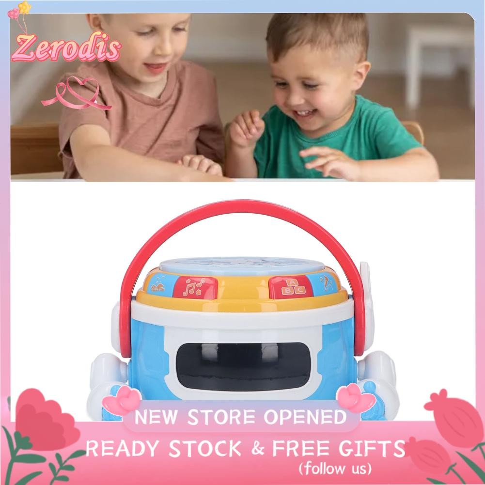 Zerodis Kid Music Drum Toy Baby Robot Light 360 ° xoay vòng đa chức năng giáo dục hình trụ cho quà t