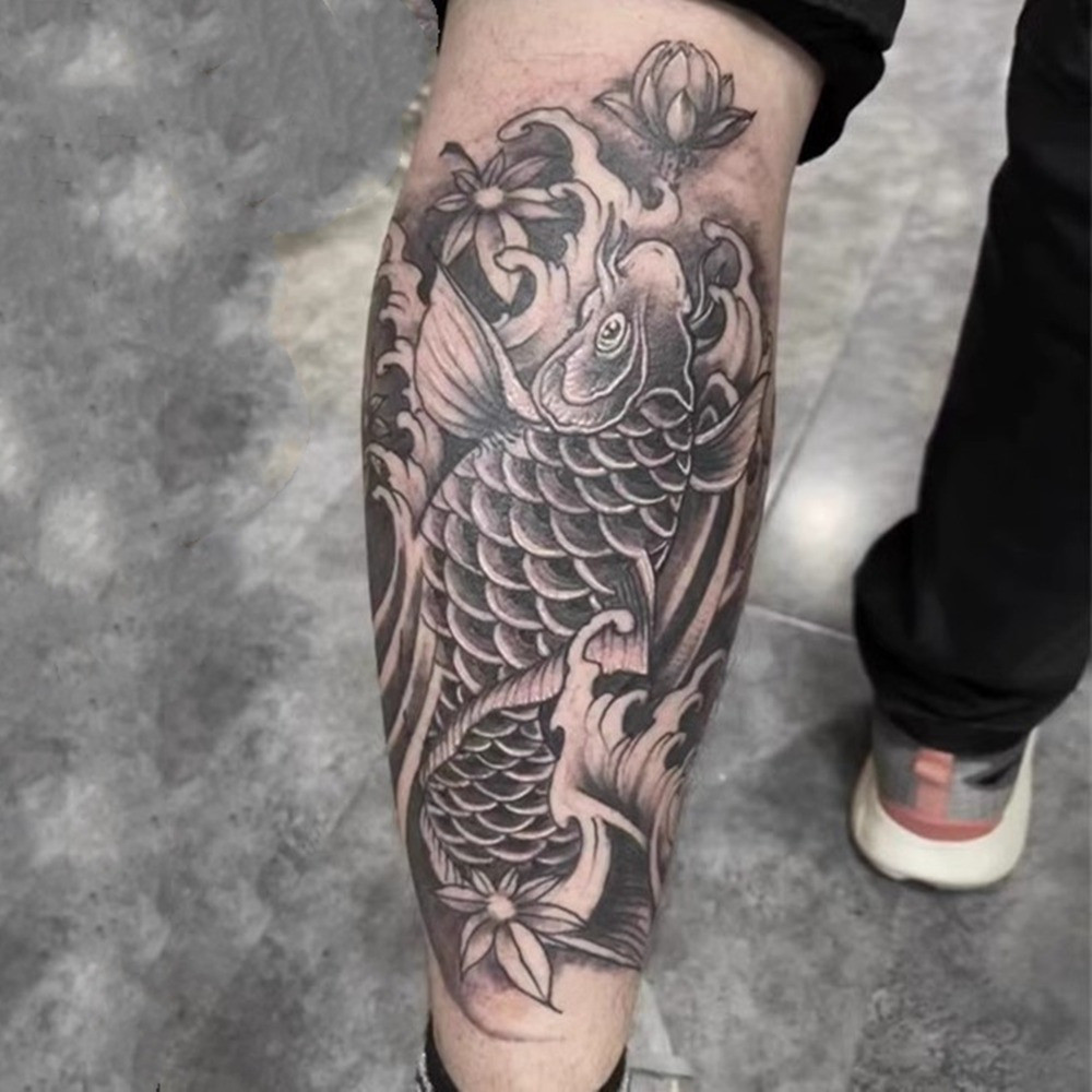 1 Tấm Koi Cá Chép Hình Xăm Miếng Dán Chống Thấm Nước Lâu Dài Cánh Tay Đảng Hình Xăm Tạm Thời