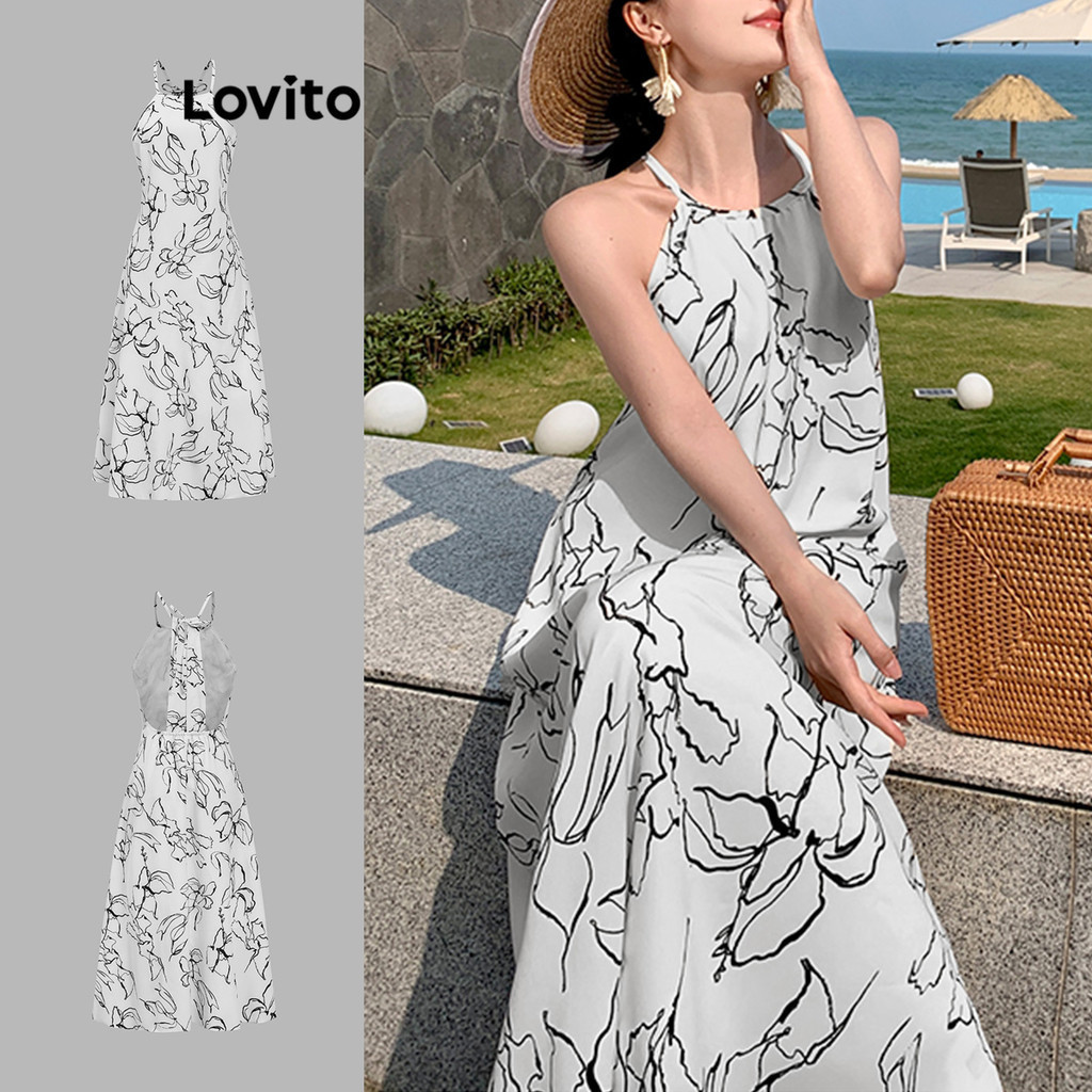 Lovito Váy cắt hoa phong cách boho cho nữ LBA79086