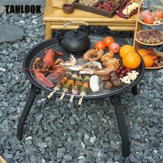 Tanlook Bếp than lò than có thể gập lại bếp gang làm trà bộ sân ngoài trời nướng bếp sưởi nhà