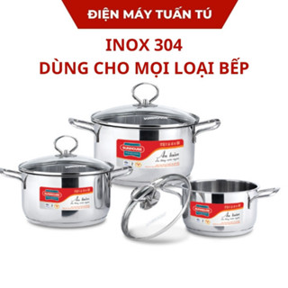 Nồi inox Sunhouse , chảo GOLDSUN 3 đáy size 16, 20, 22,24,26cm dùng  bếp ga , bếp từ , bếp hồng ( XẢ KHO THANH LÝ)