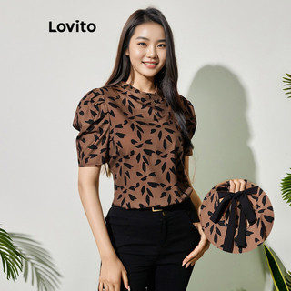 Áo kiểu Lovito tay phồng họa tiết chấm bi buộc dây sau lưng phong cách Boho cho nữ LBL09064