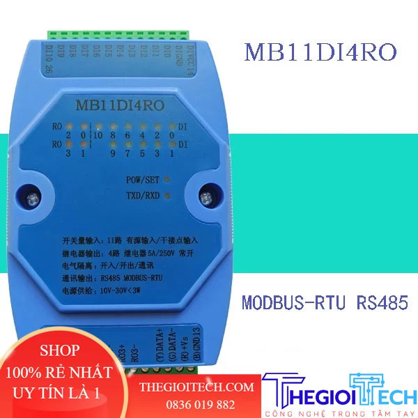 MB11DI4RO Chuyển vào/đầu ra 11 kênh mở Mô-đun đầu ra rơle 4CH Giao tiếp RS485 MODBUS-RTU - Active input