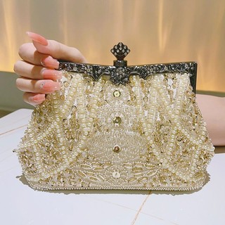 Túi nữ đính hạt ngọc trai túi ăn tối handmade túi xách sườn xám túi
