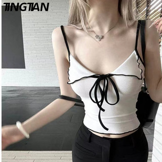 TINGTIAN Áo 2 dây áo ba lỗ Thời trang hàn quốc Phong cách ins trendy độc đáo WBX24413TW 21Z240522