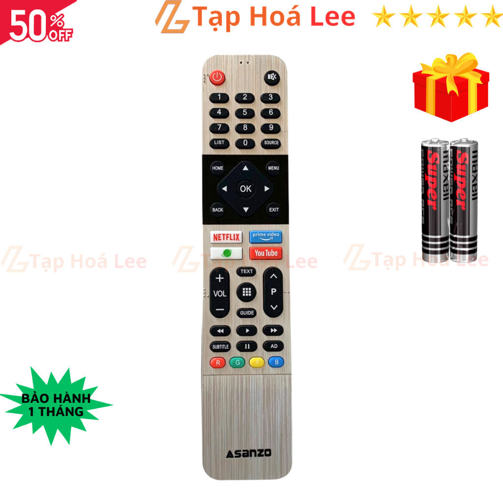 Remote điều khiển tivi ASANZO Mã 07, điều khiển TV Asanzo internet - Tap Hoa Lee