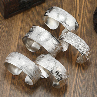 Retro Ethnic Style Miao Silver Bracelet Personalized Opening Wide Bracelet New Chinese Ancient Style Guizhou Handmade Silver Bracelet for Women