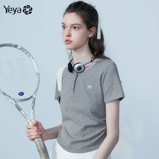 Áo thun nữ YEYA, cotton nguyên chất mỏng và mỏng tay ngắn màu trơn áo thun thông thường