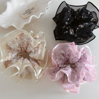 Hai Lớp Gạc Cạnh Hoa Scrunchy Dây Buộc Tóc Cảm Giác Cao Cấp Đầu Cà Vạt Nữ Tính Khí Dây Buộc