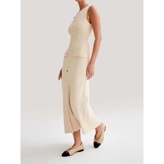 Zara Mùa Hè Phong Cách Mới Cho Nữ Slim-fit Ôm Hơn Nhìn Đơn Giản Khóa Kim Loại Đầm Dệt Kim 000865