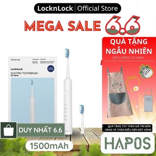 Bàn chải đánh răng điện LocknLock ENR331WHT, Hàng chính hãng, 4 chế độ làm sạch, dung lượng 1500mAh - HAPOS OFFICIAL