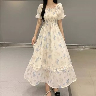 Daxingzhe Ngọt Ngào Đầm voan eo hẹp Nữ Bellflower Fairy Fluffy Mid-Length Váy