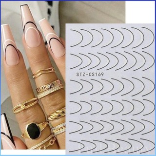 ⚡⚡COD Relief Màu đen Nhãn dán móng tay kiểu Pháp 3D Golden Rose Line Nhãn dán trang trí móng tay Dòng kim loại phía sau Nhãn dán móng tay dính Thanh trượt tự dính Đề can làm móng tay DIY